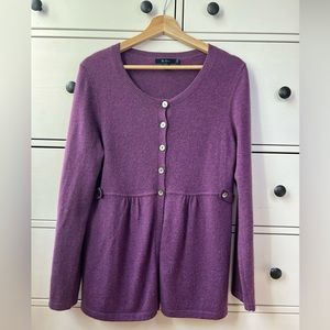 Boden 100% cashmere size 12 cardigan pullover sweater top belt with buttons